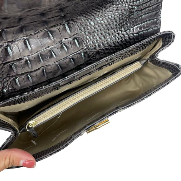 Brahmin Rosalie Leather Crossbody Bag Norcturnal Melbourne Charcoal Gray - Picture 14 of 16